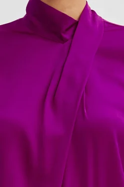 Elie Tahari Silk Draped Neck Shirt- Tops & Sweaters