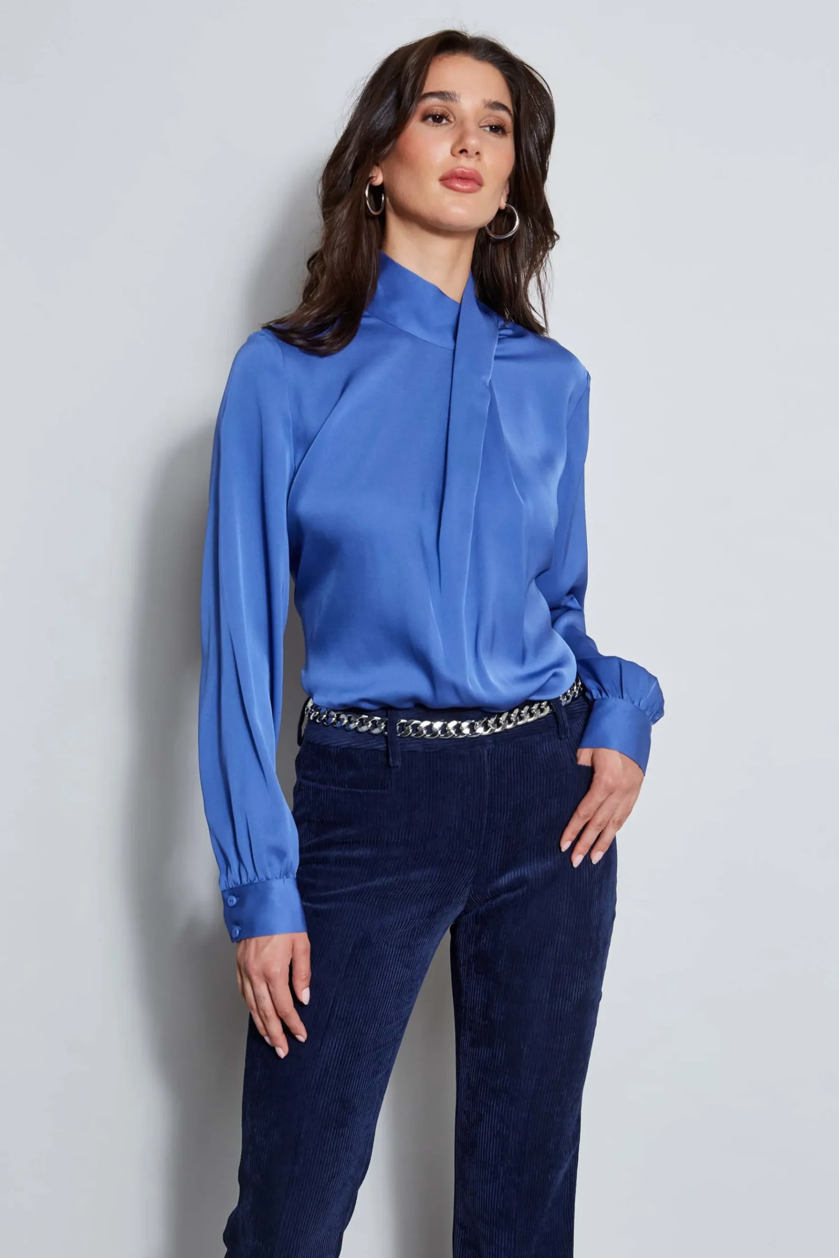 Elie Tahari Silk Draped Neck Shirt- Tops & Sweaters
