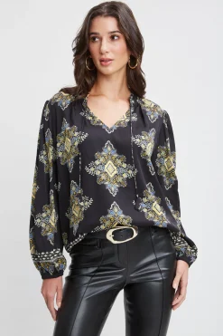 Elie Tahari Silk Geometric Shirt- Tops & Sweaters