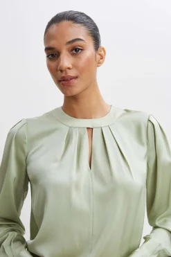 Elie Tahari Silk Keyhole Shirt- Tops & Sweaters