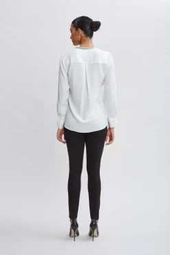 Elie Tahari Silk Long Sleeve Chain Shirt- Tops & Sweaters