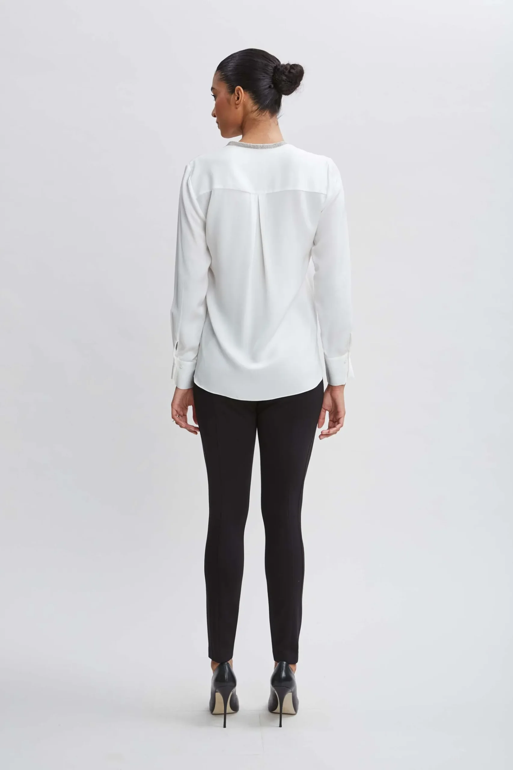 Elie Tahari Silk Long Sleeve Chain Shirt- Tops & Sweaters
