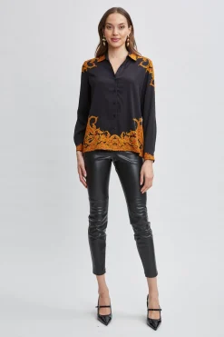 Elie Tahari Silk Paisley Button Down Shirt- Tops & Sweaters