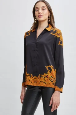 Elie Tahari Silk Paisley Button Down Shirt- Tops & Sweaters