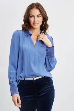 Elie Tahari Silk Pintuck Shirt- Tops & Sweaters