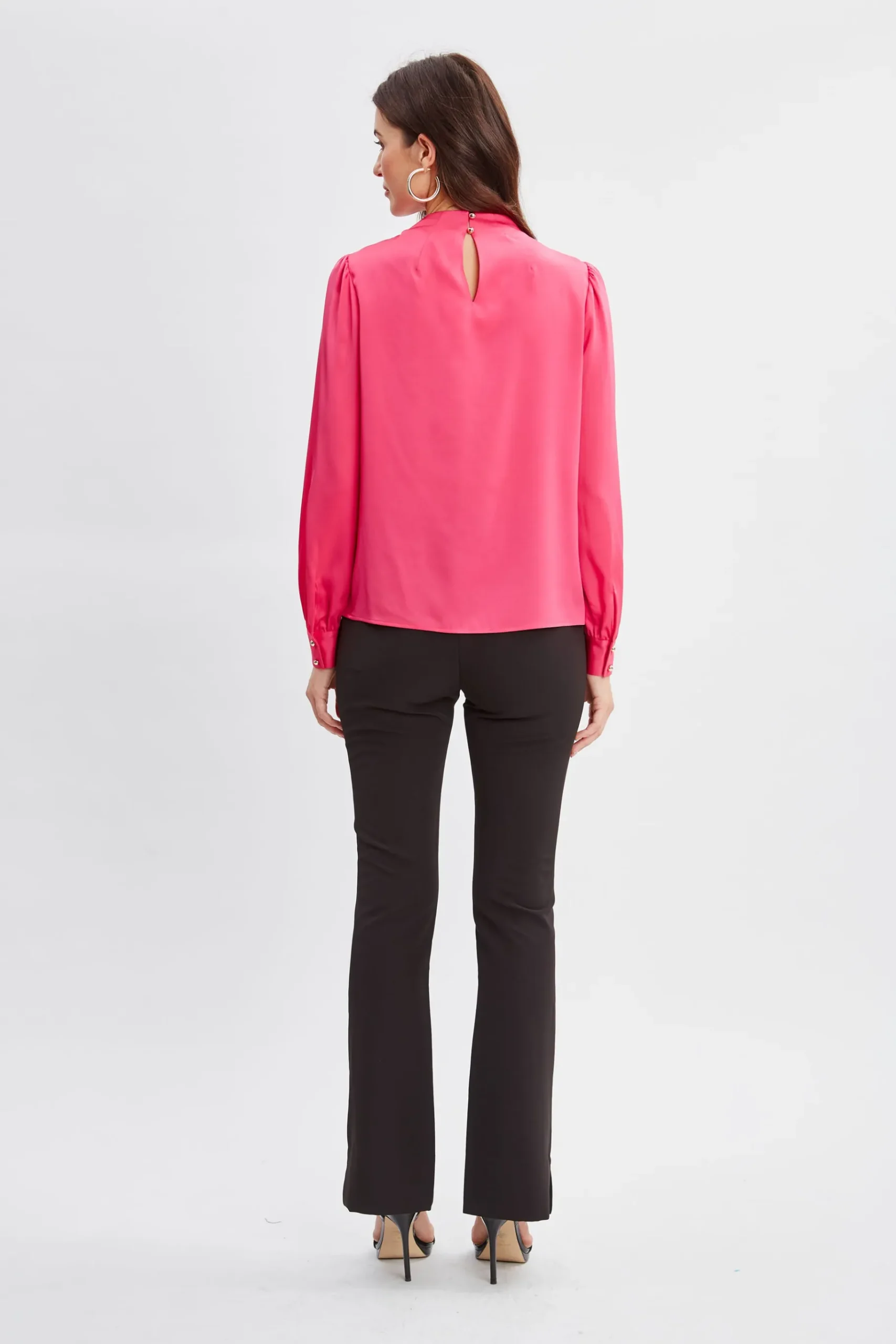 Elie Tahari Silk Pleated Draped Neck Shirt- Tops & Sweaters