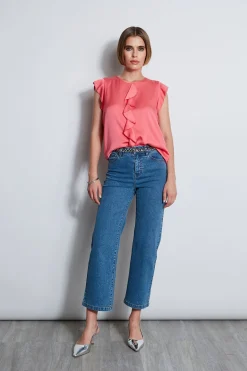 Elie Tahari Silk Ruffle Shirt- Tops & Sweaters