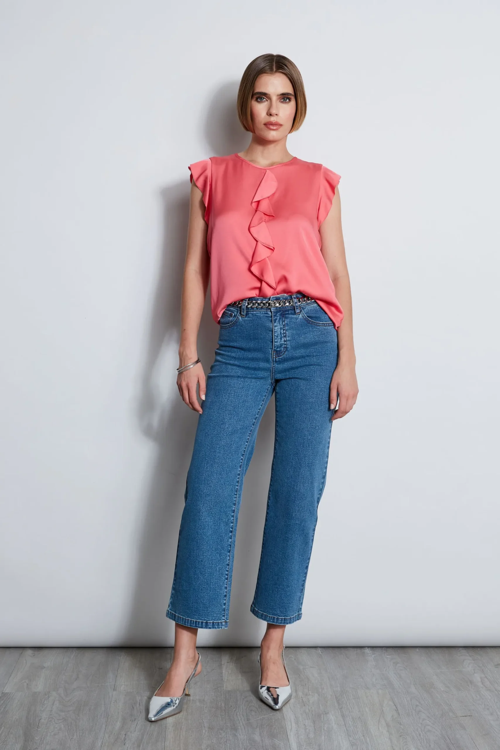 Elie Tahari Silk Ruffle Shirt- Tops & Sweaters