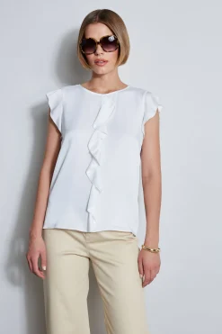 Elie Tahari Silk Ruffle Shirt- Tops & Sweaters
