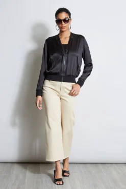 Elie Tahari Silk Satin Bomber Jacket- Jackets & Blazers