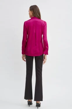 Elie Tahari Silk Satin Contour Neck Shirt- Tops & Sweaters