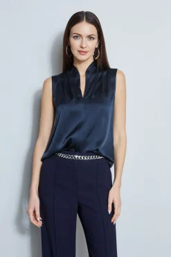 Elie Tahari Silk Satin Contour Shirt- Tops & Sweaters