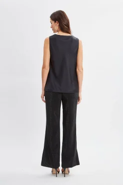 Elie Tahari Silk Satin Cowl Neck Top- Tops & Sweaters