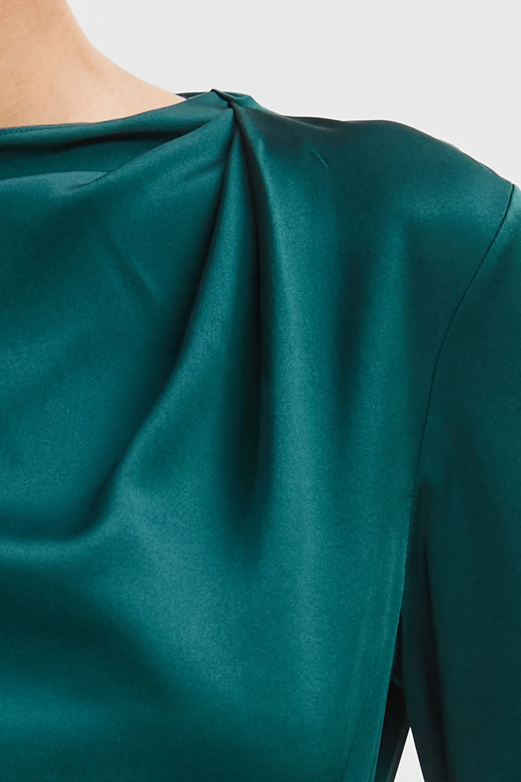 Elie Tahari Silk Satin Draped Neck Shirt- Tops & Sweaters