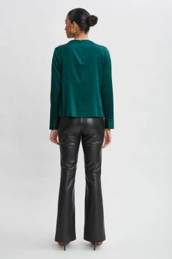 Elie Tahari Silk Satin Draped Neck Shirt- Tops & Sweaters