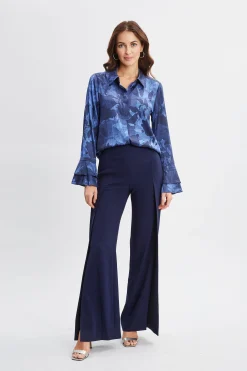 Elie Tahari Silk Satin Night Shadow Shirt- Tops & Sweaters