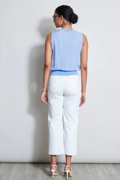 Elie Tahari Silk Satin Rib Shirt- Tops & Sweaters