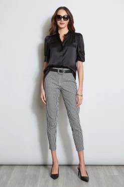 Elie Tahari Silk Satin Ruched Sleeve Shirt- Tops & Sweaters