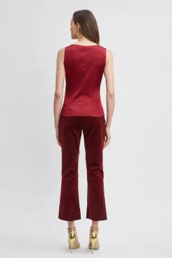 Elie Tahari Silk Satin Sleeveless Ruffle Top- Tops & Sweaters