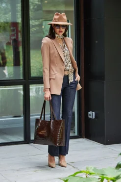 Elie Tahari Silk Satin Winter Safari Shirt- Tops & Sweaters