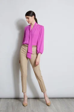 Elie Tahari Silk Tie Button Shirt- Tops & Sweaters