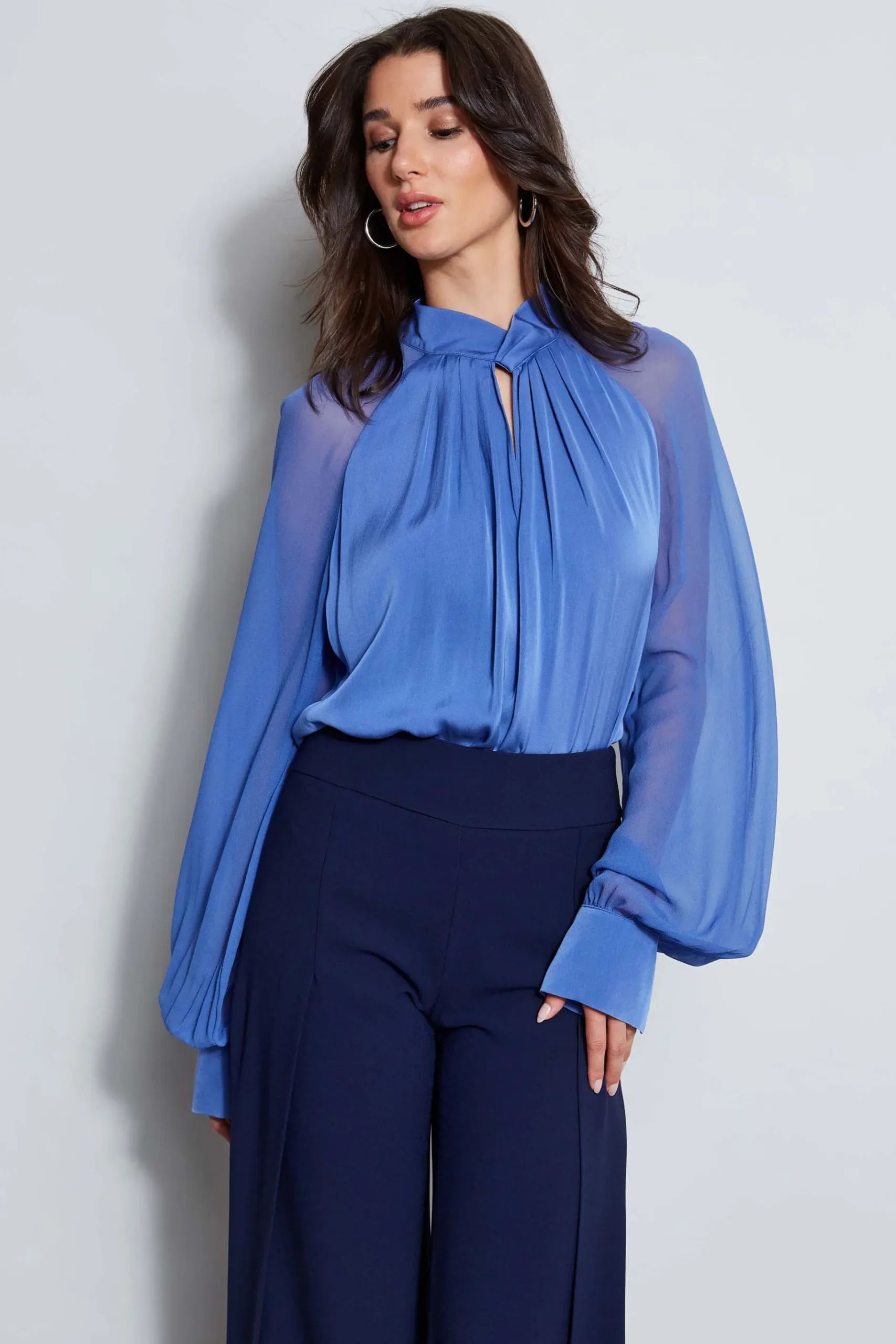 Elie Tahari Silk Twist Keyhole Shirt- Tops & Sweaters