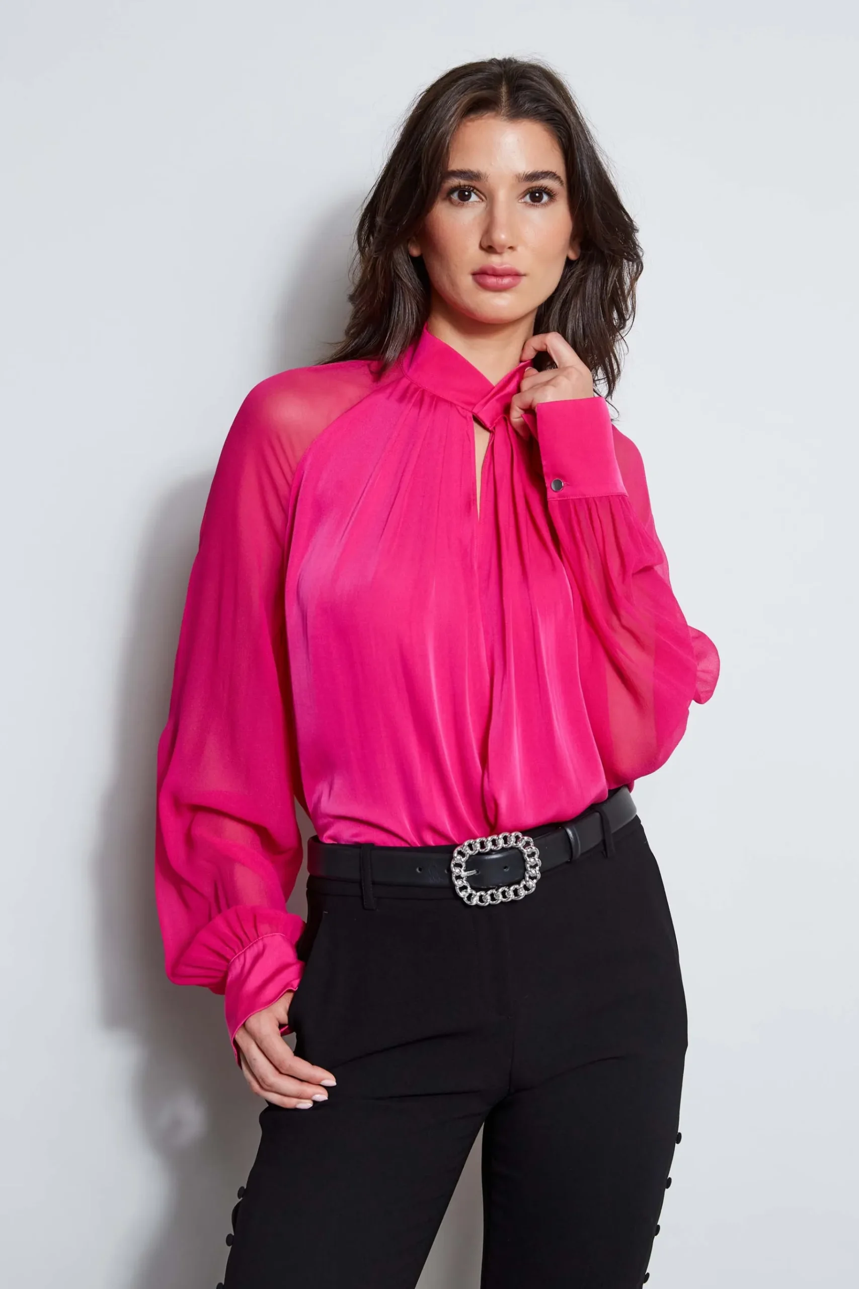 Elie Tahari Silk Twist Keyhole Shirt- Tops & Sweaters