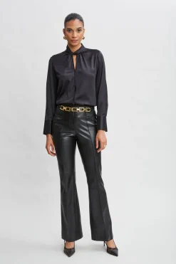 Elie Tahari Silk Twist Neck Shirt- Tops & Sweaters|Suiting