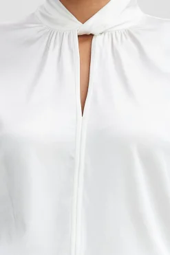 Elie Tahari Silk Twist Neck Shirt- Tops & Sweaters|Suiting