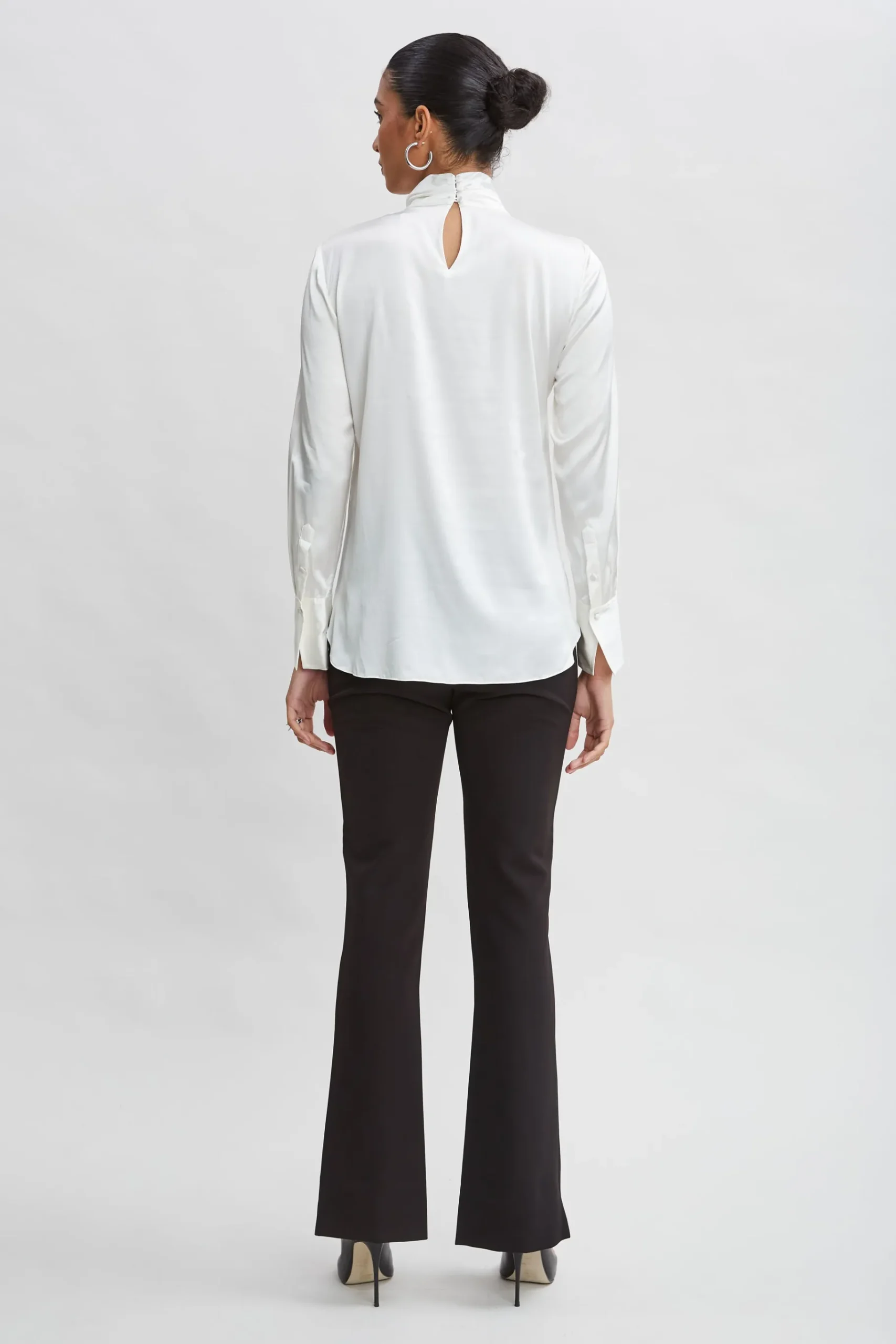 Elie Tahari Silk Twist Neck Shirt- Tops & Sweaters|Suiting