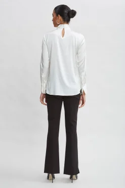 Elie Tahari Silk Twist Neck Shirt- Tops & Sweaters|Suiting