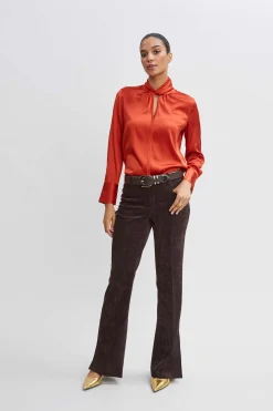 Elie Tahari Silk Twist Neck Shirt- Tops & Sweaters