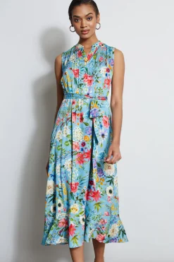 Elie Tahari Silk Wild Meadow Shirt Dress- Dresses & Jumpsuits|Sleeveless Dresses