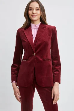 Elie Tahari Single Button Velvet Blazer- Jackets & Blazers|Suiting