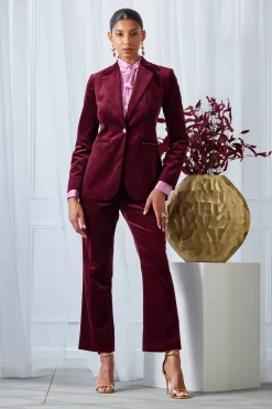 Elie Tahari Single Button Velvet Blazer- Jackets & Blazers|Suiting