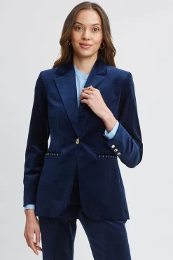 Elie Tahari Single Button Velvet Blazer- Jackets & Blazers|Suiting