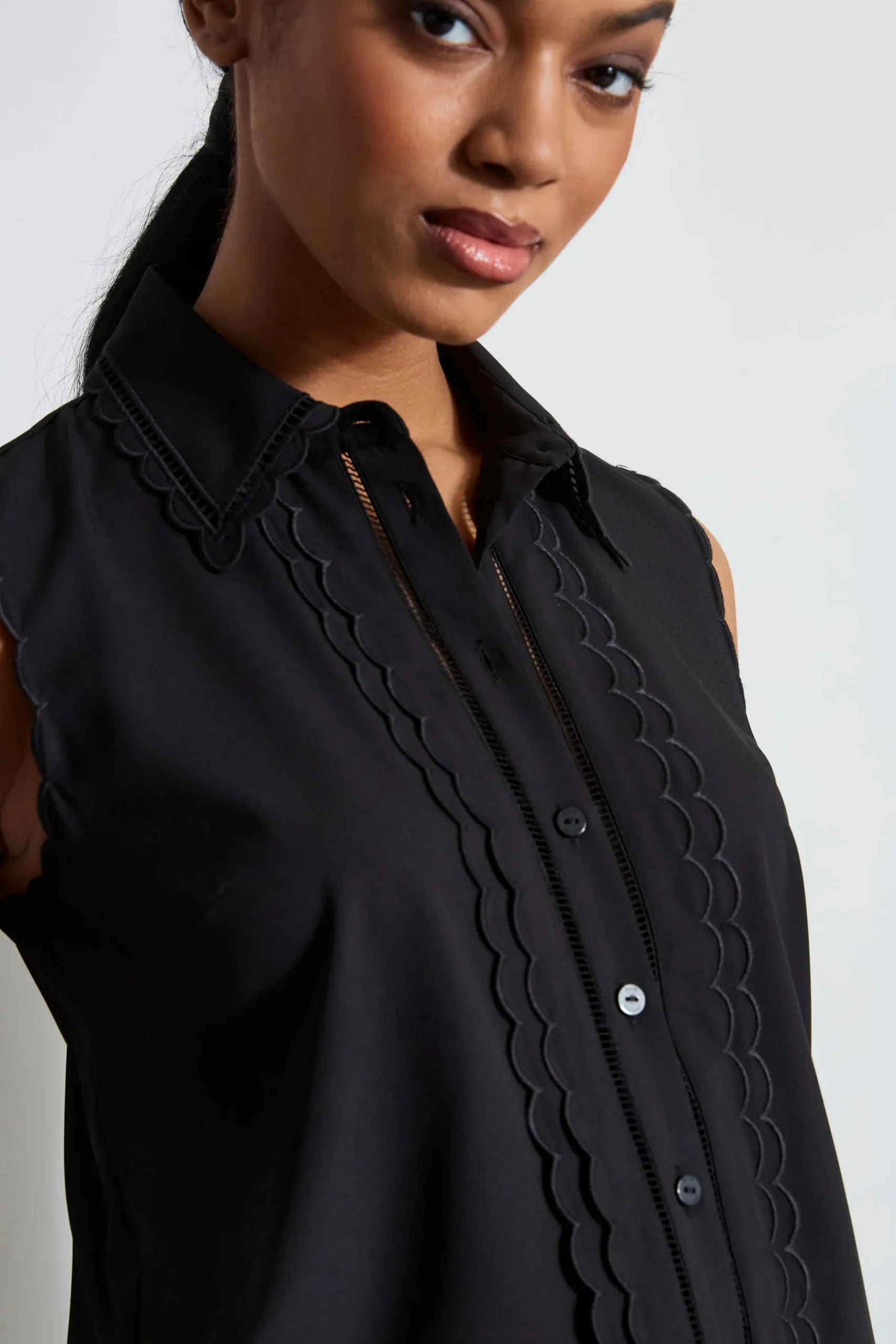 Elie Tahari Sleeveless Button-Down Shirt- Tops & Sweaters
