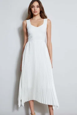 Elie Tahari Sleeveless Contour Pleated Midi Dress- Dresses & Jumpsuits|Sleeveless Dresses