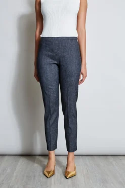 Elie Tahari Slim Linen Pant- Bottoms