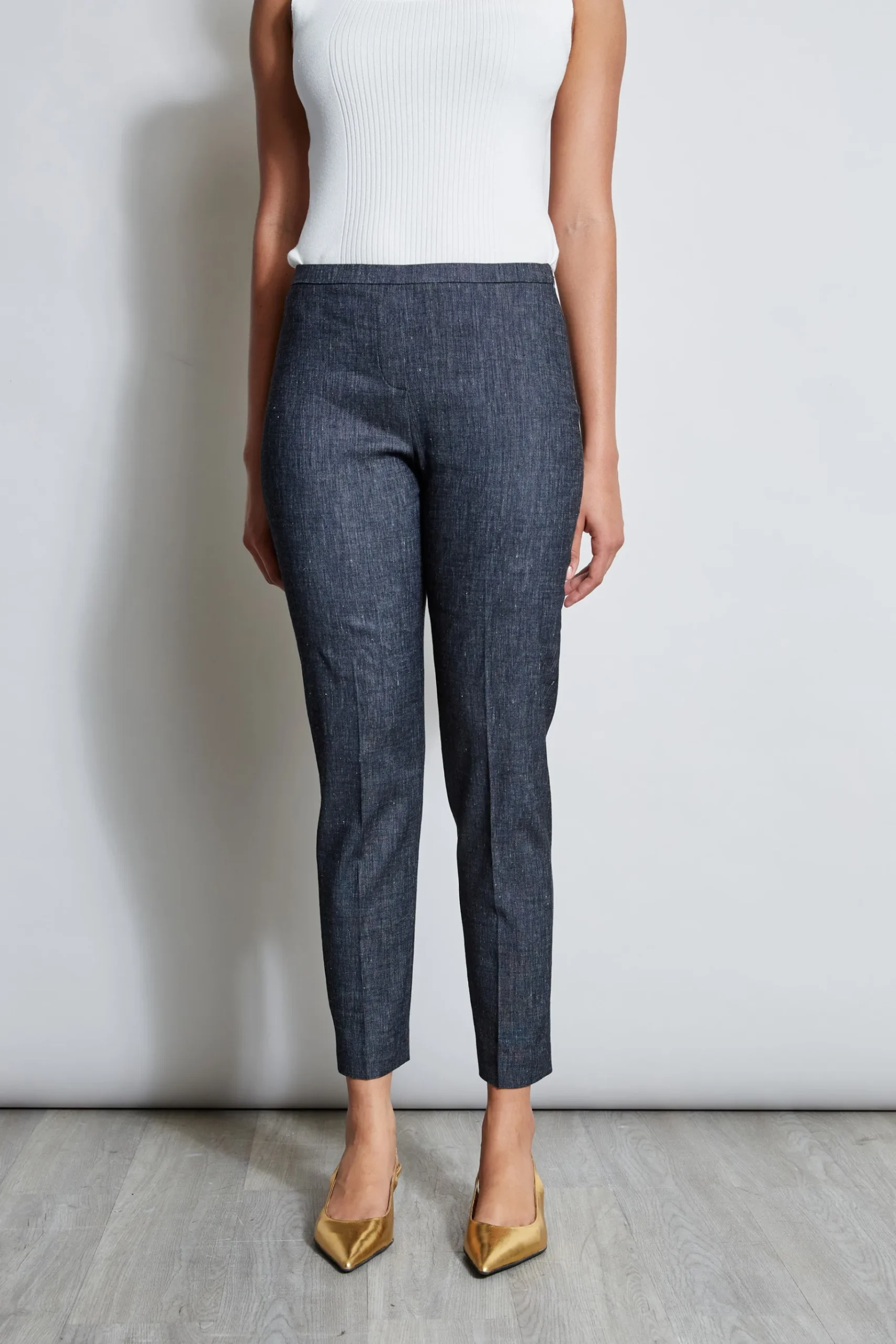 Elie Tahari Slim Linen Pant- Bottoms