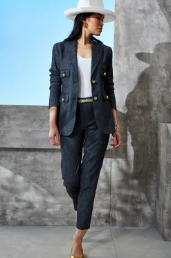 Elie Tahari Slim Linen Pant- Bottoms