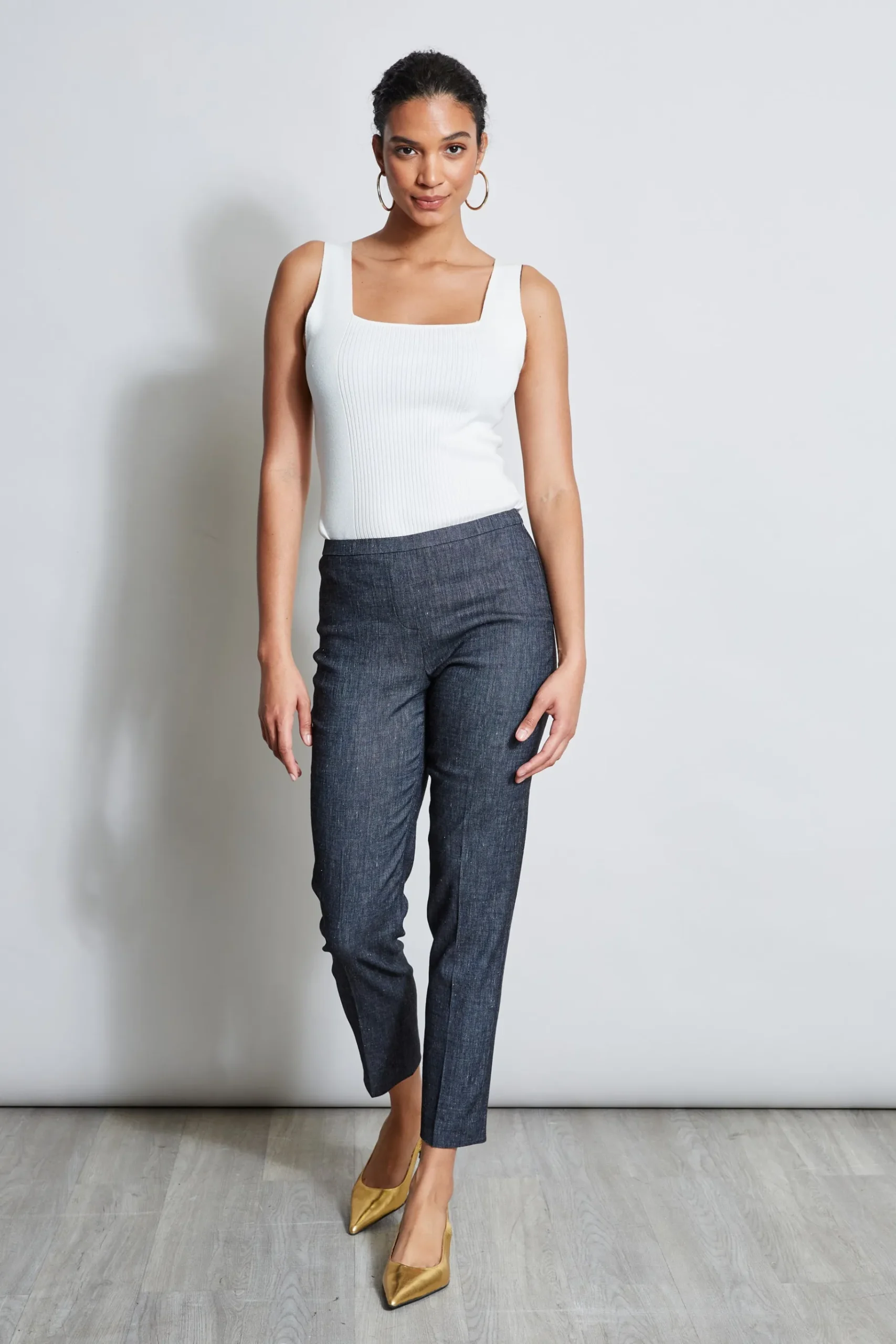 Elie Tahari Slim Linen Pant- Bottoms