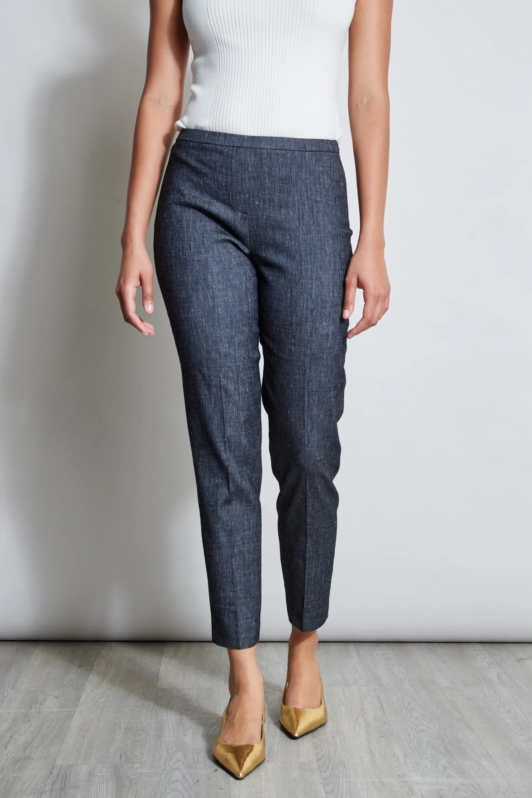 Elie Tahari Slim Linen Pant- Bottoms