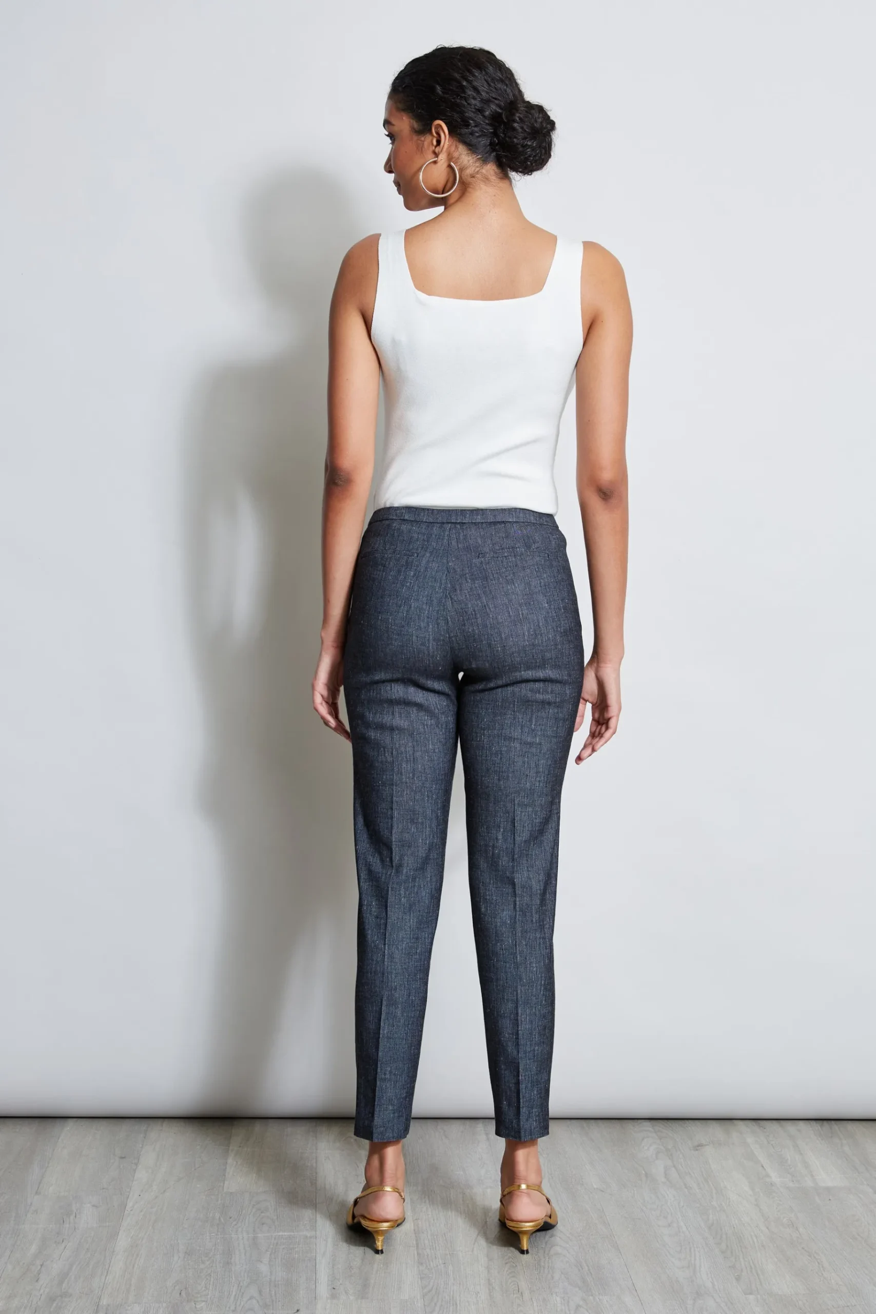 Elie Tahari Slim Linen Pant- Bottoms