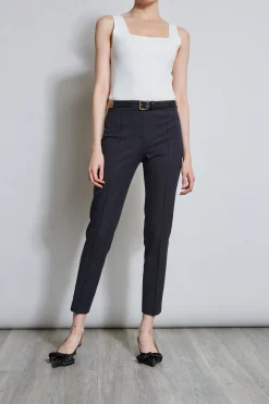 Elie Tahari Slim Pintuck Pant- Bottoms