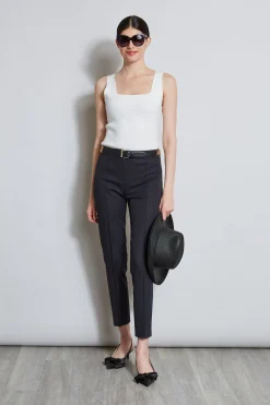 Elie Tahari Slim Pintuck Pant- Bottoms