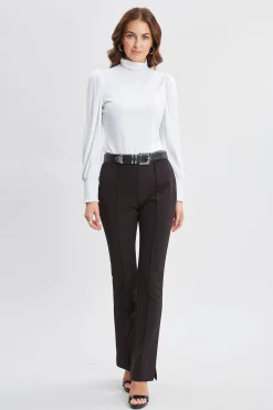 Elie Tahari Smocked Turtleneck Knit- Tops & Sweaters