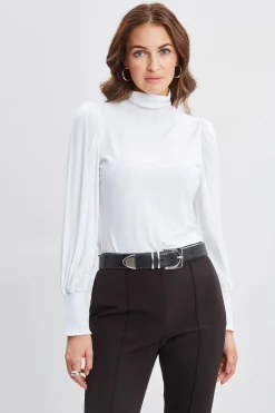 Elie Tahari Smocked Turtleneck Knit- Tops & Sweaters