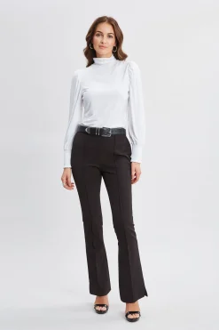 Elie Tahari Smocked Turtleneck Knit- Tops & Sweaters