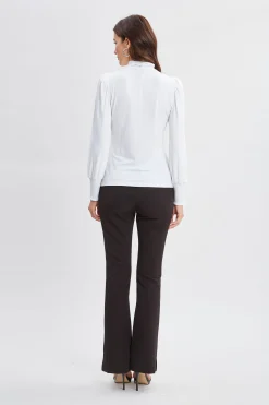Elie Tahari Smocked Turtleneck Knit- Tops & Sweaters